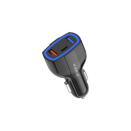 Dupla autós telefontöltő 2x Usb + 1x Type-C Kakusiga KSC-485 fekete