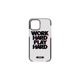   Mintás telefontok Work iPhone 14 Pro Max 6.7 YooUp átlátszó háttérrel fekete kerettel