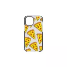 Mintás telefontok Pizza iPhone 14 Plus 6.7 YooUp átlátszó háttérrel fekete kerettel
