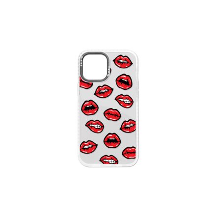 Mintás telefontok Lips iPhone 14 Pro Max 6.7 YooUp átlátszó háttérrel fehér kerettel