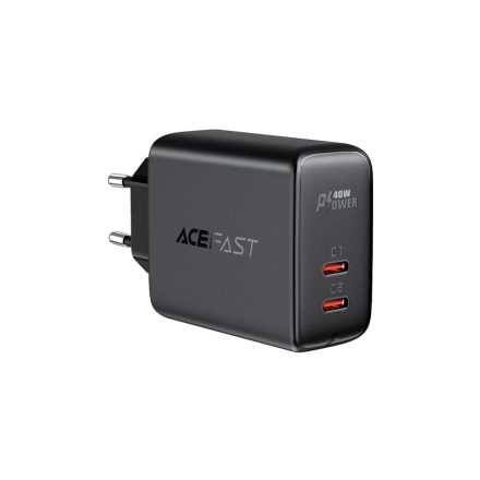 Hálózati Gyorstöltő dupla Type-C portos Acefast A9 (PD) Max. 40W fekete