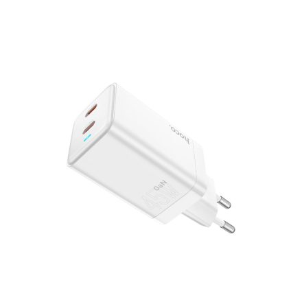 Dupla Type-C portos hálózati gyorstöltő PD 45W Hoco N23 Starlight fehér