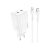 Dupla Type-C portos hálózati gyorstöltő PD 45W + Type-C/Type-C kábel Hoco N23 Astral fehér