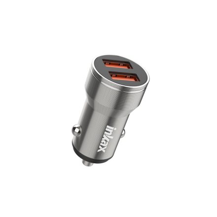 Dupla szivargyújtó töltővég 3.1A + USB Type-C kábel Inkax CC-44 szürke