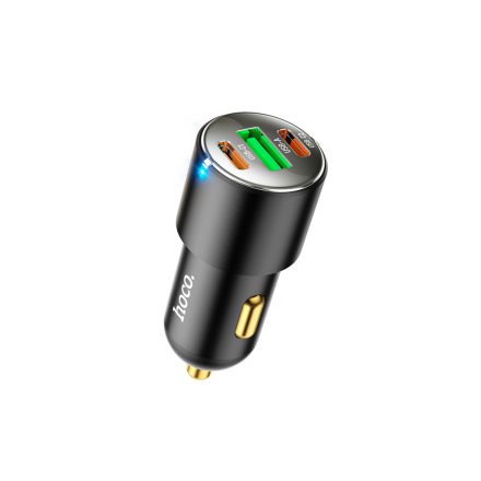 3 portos autós telefontöltő Hoco NZ6 PD 45W + QC3.0 fekete