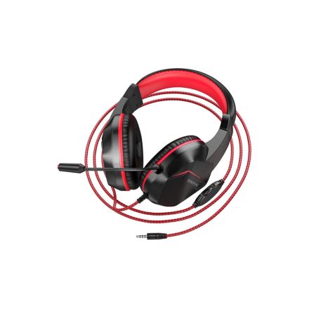 Vezetékes fejhallgató, headset 3,5 mm-es Jack csatlakozóval Borofone BO104 Phantom piros