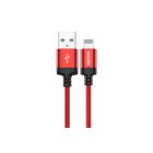 Töltő és adatkábel Lightning csatlakozóval 2.4A 1 méter Kakusiga KSC-652 piros