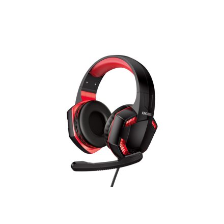Vezetékes gamer fejhallgató, headset 3,5 mm-es Jack csatlakozóval Kakusiga KSC-713 piros