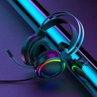 Vezetékes gamer fejhallgató, headset 3,5 mm-es Jack csatlakozóval Kakusiga KSC-454 RGB LED fekete
