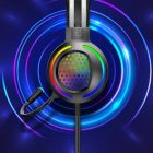Vezetékes gamer fejhallgató, headset 3,5 mm-es Jack csatlakozóval Kakusiga KSC-454 RGB LED fekete