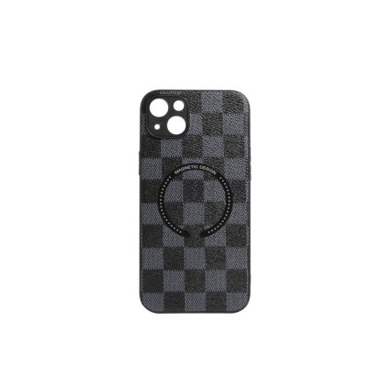 Sakktábla mintás Magsafe-es TPU telefontok iPhone 14 Plus 6.7 colos YooUp Magnetic szürke