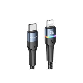  Töltő és adatkábel Type-C/Lightning csatlakozóval PD 20W 1.2 méter Usams U76 SJ538 fekete