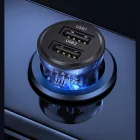 Usams CC162 C31 Dupla USB Portos Autós Telefontöltő átlátszó-fekete