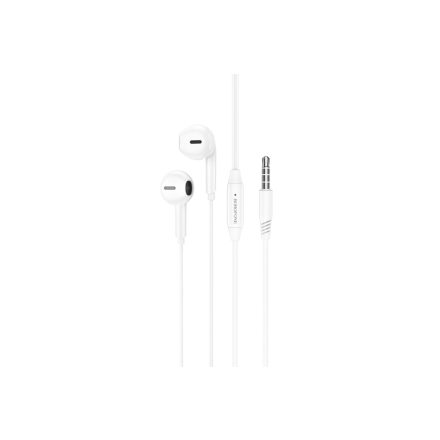 Vezetékes fülhallgató, headset 3.5 mm-es Jack csatlakozóval Borofone BM71 Light fehér