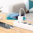 Type-C és USB portos hálózati gyorstöltő (PD)20W+QC3.0 Type-C kábellel Borofone BN7 fehér