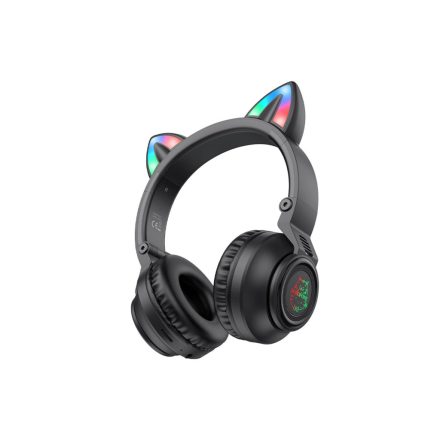 Bluetooth fejhallgató, stereo headset Borofone BO18 Cat Ear fekete