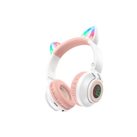 Bluetooth fejhallgató, stereo headset Borofone BO18 Cat Ear fehér