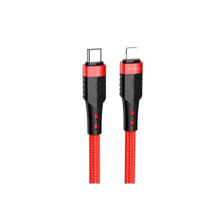 Töltő és adatkábel Type-C/Lightning csatlakozóval 1.2 méter PD20W Borofone BU35 Influence piros