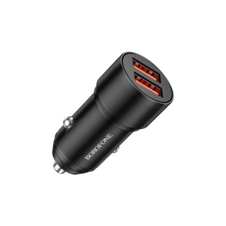 Dupla USB portos autóstöltő 2.4A Borofone BZ19 Wisdom fekete