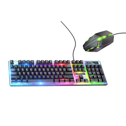 Háttérvilágítós gamer billentyűzet (angol) + egér Hoco GM18 Luminous fekete