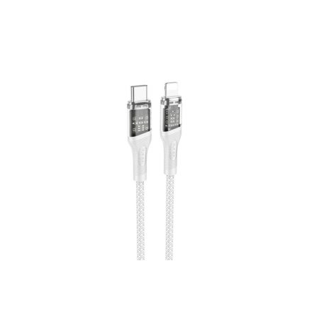 Töltő és adatkábel Type-C/Lightning csatlakozóval 1.2 méter PD 20W Hoco U111 Transparent Discovery szürke