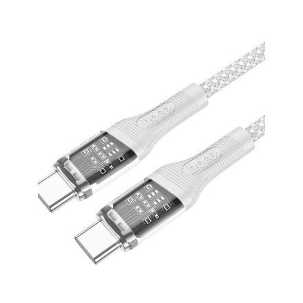 Töltő és adatkábel Type-C/Type-C csatlakozóval 60W 1.2 méter Hoco U111 Transparent Discovery szürke