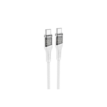 Töltő és adatkábel Type-C/Type-C csatlakozóval 60W 1.2 méter Hoco U111 Transparent Discovery szürke