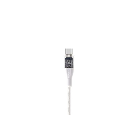 Töltő és adatkábel USB/Type-C csatlakozóval 1 méter 3A 1 méter YooUp L06 Transparent fehér