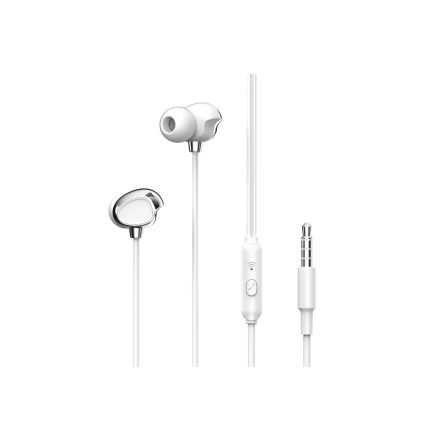 Vezetékes fülhallgató, stereo headset XO EP53 Metal 3.5 mm-es Jack csatlakozóval fehér