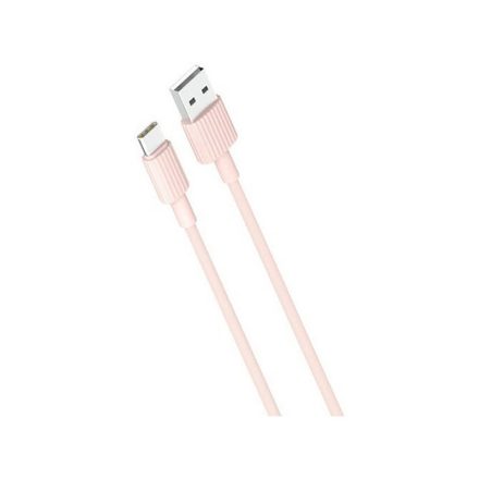 Töltő és adatkábel USB/Type-C csatlakozóval 2A 1 méter hosszú XO NB156 pink
