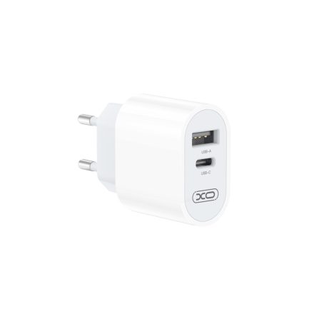 Dupla portos USB/Type-C hálózati töltő XO L97 fehér