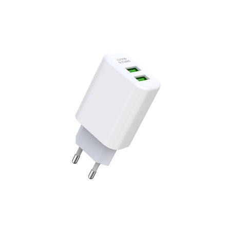 Dupla USB portos 2.4A hálózati töltő XO L85C fehér