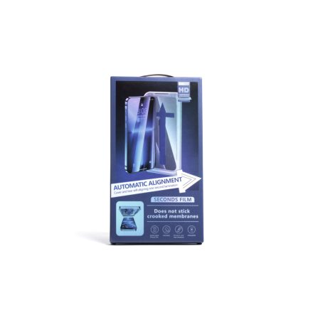 Karc és ütésálló üvegfólia átlátszó szélekkel fekete szélekkel iPhone 14 Pro Max Easy Go