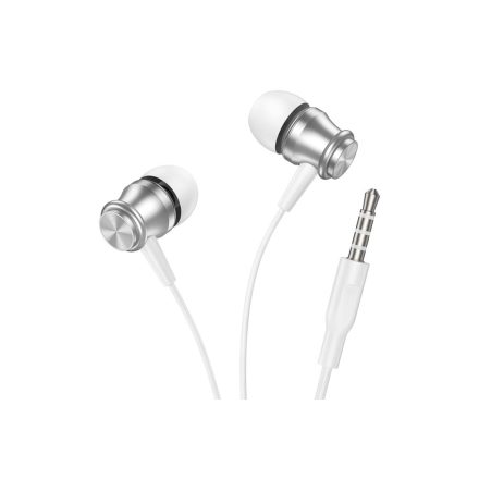 Vezetékes fülhallgató, headset 3,5 mm-es Jack csatlakozóval Borofone BM75 Platinum ezüst