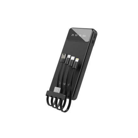 Power Bank 10000 mAh Earldom ET-PB46 beépített töltőkábelekkel fekete
