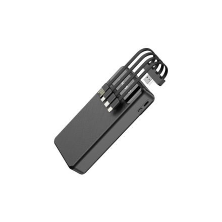 Power Bank 20000 mAh Earldom ET-PB51 beépített töltőkábelekkel fekete.