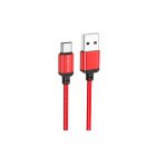 Töltő és adatkábel USB/Type-C csatlakozóval 1 méter Borofone BX87 Sharp piros