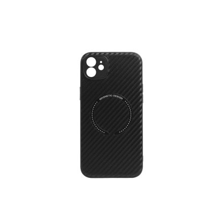 Carbon mintás MagSafe-es TPU telefontok iPhone 12/12 Pro 6.1 fekete