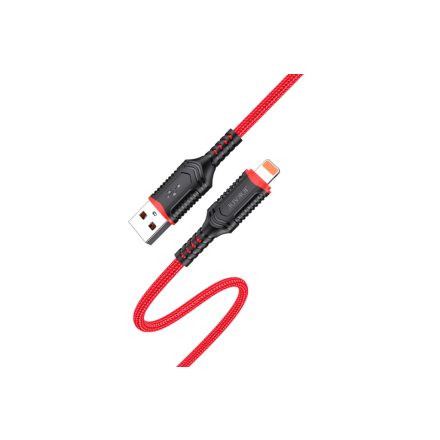 Töltő és adatkábel Lightning csatlakozóval 3A 1 méter Jokade JA019 piros