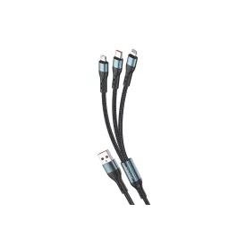   Töltő és adatkábel 3in1 Type-C/Lightning/Micro-USB csatlakozóval 3A 1.2 méter Jokade JA024 fekete