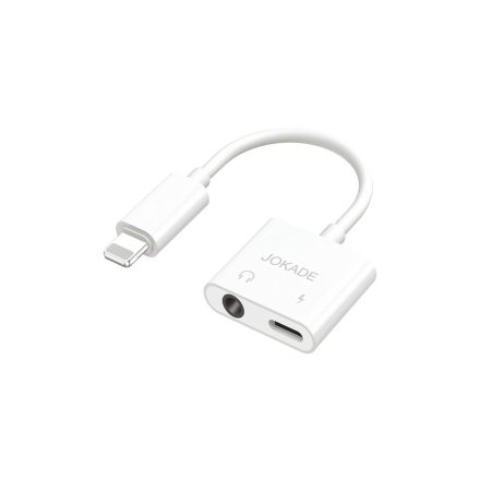 Audio adapter/konverter 4in1 Lightning-Lightning/3.5 mm Jack csatlakozóval Jokade JC008 fehér