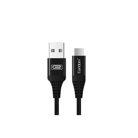Töltő és adatkábel 1 méter Type-C/USB csatlakozóval Earldom EC-038C fekete