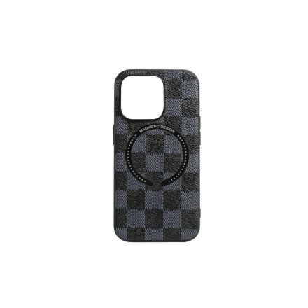 TPU sakktábla mintás telefontok magsafe iPhone 15 Plus 6.7 colos YooUp Magnetic szürke/fekete