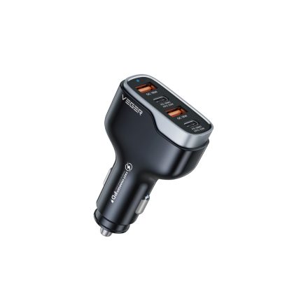 2XUSB-2xType-C portos autós gyorstöltő QC18W/PD30W/PPS33W Veger CC53-2A2C fekete
