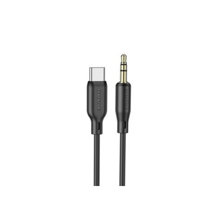 3.5 mm-es Jack/Type-C csatlakozós audiókábel 1 méter Borofone BL18 Aux fekete