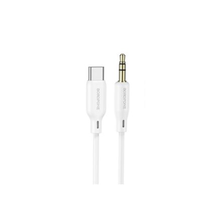3.5 mm-es Jack/Type-C csatlakozós audiókábel 1 méter Borofone BL18 Aux fehér
