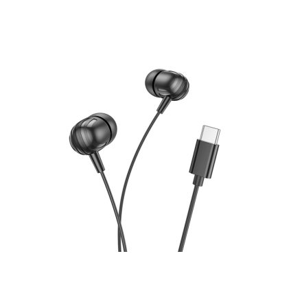 Type-C csatlakozós vezetékes fülhallgató, stereo headset Borofone BM77 Delicious (DAC) fekete