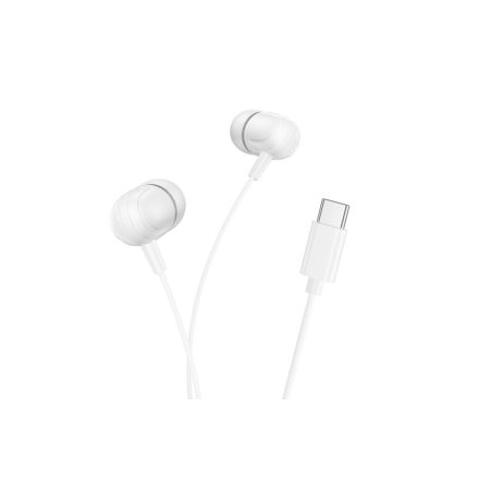 Type-C csatlakozós vezetékes fülhallgató, stereo headset Borofone BM77 Delicious (DAC) fehér