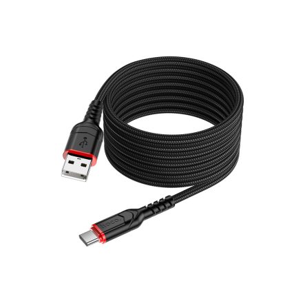 Töltő és adatkábel USB/Type-C csatlakozóval Hoco X59 Victory 3A 2 méter fekete