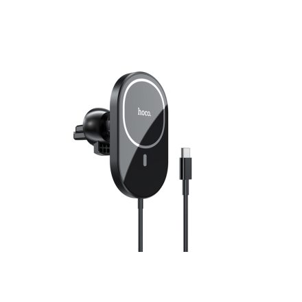 Mágneses, szellőzőrácsra rögzíthető wireless autós telefontartó és töltő Hoco CA90 Powerful fekete